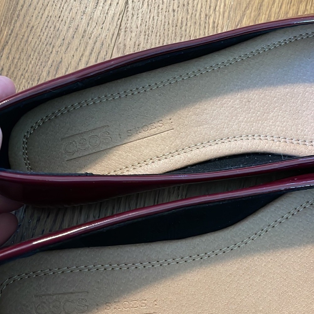 ASOS Burgundy Patent Bow Ballet Flats 6.5 Coquette Balletcore Slip‑On Shoes - Picture 4 of 6